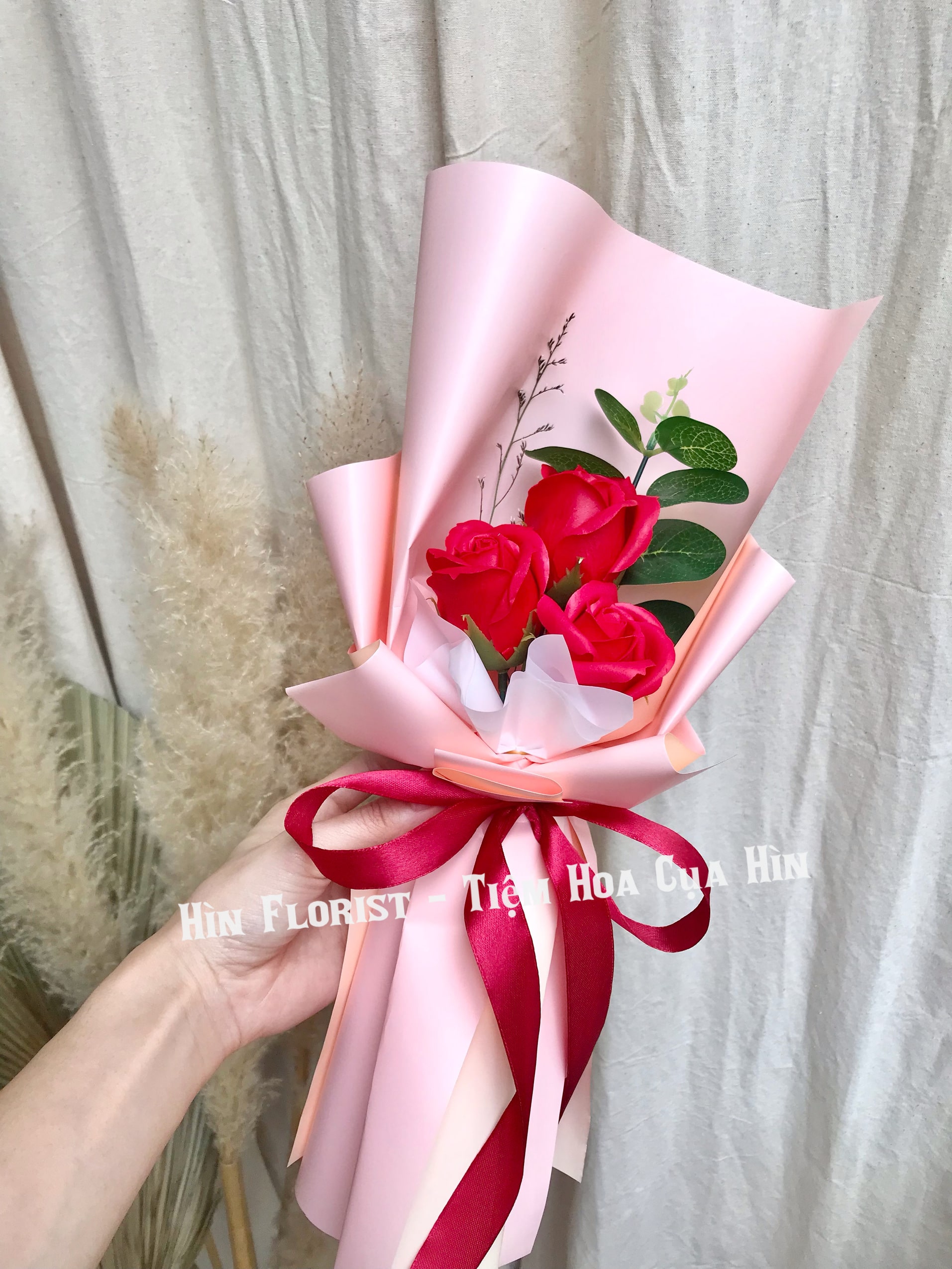 bó 3 hoa hồng sáp đỏ bó 3 hoa hồng sáp đỏ