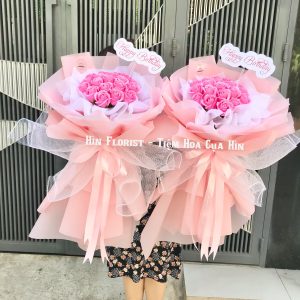 bó 19 hoa sáp hồng tươi