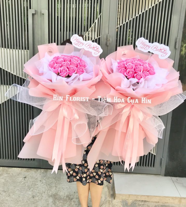 bó 19 hoa sáp hồng tươi