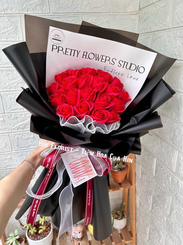 bó 20 hoa hồng sáp đỏ