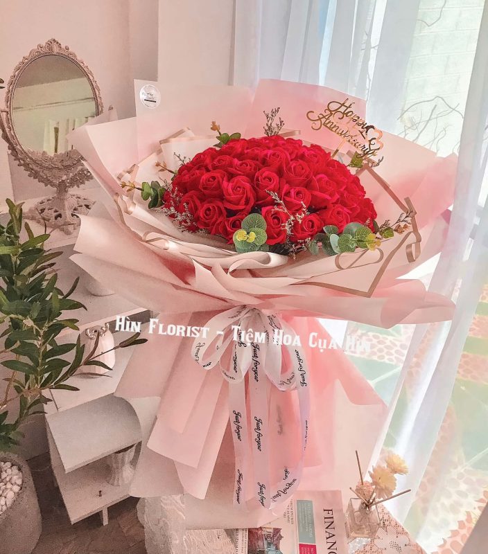 bó 40 bông hồng sáp đỏ