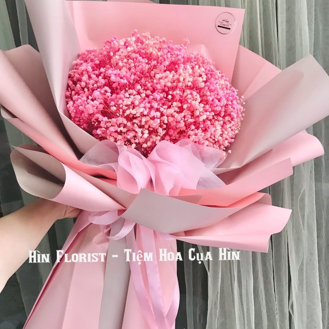 Bó hoa baby khô hồng nhạt