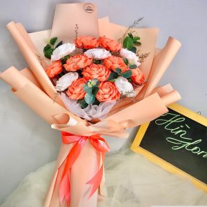 bó hoa giấy handmade cam