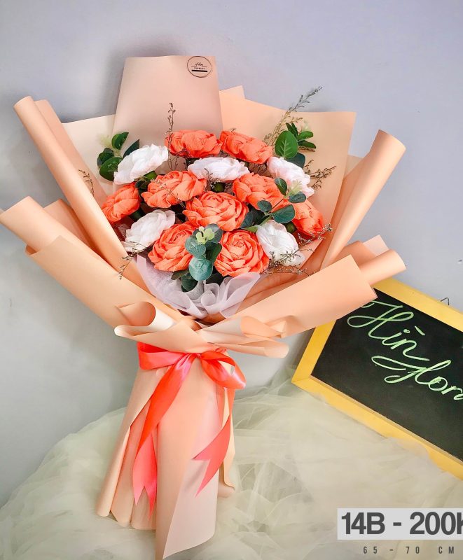 bó hoa giấy handmade cam