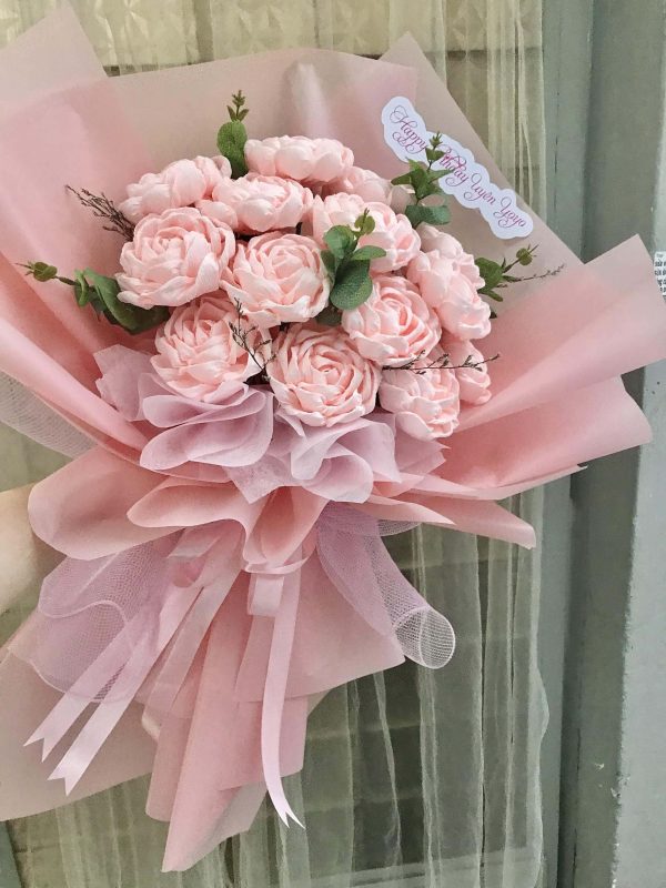 bó hpa giấy handmade hồng phấn