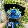 bó hoa giấy xanh gói tròn
