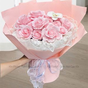 bó hoa hồng sáp mix lan
