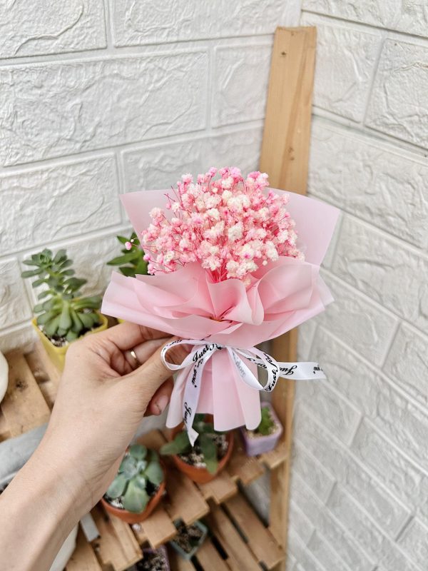 Bó hoa mini baby khô hồng