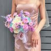 Hoa cưới sáp tím trắng xanh