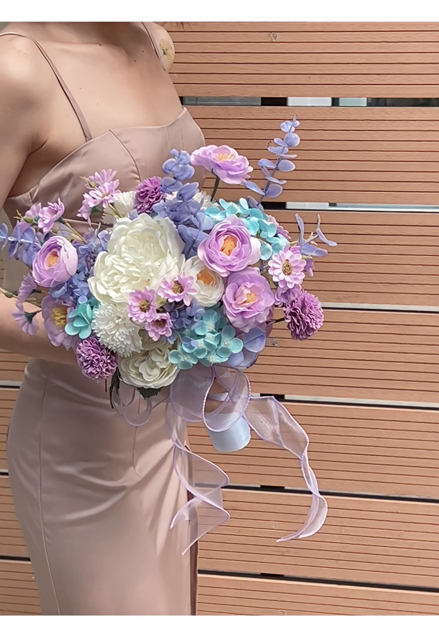 Hoa cưới sáp tím trắng xanh Hoa cưới sáp tím trắng xanh