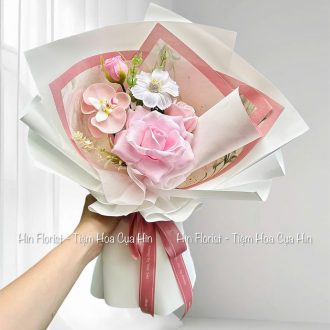 bó hpa sáp hồng trắng nhỏ