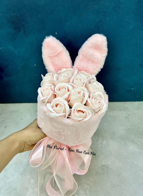 bó hoa sáp tai thỏ mini hồng