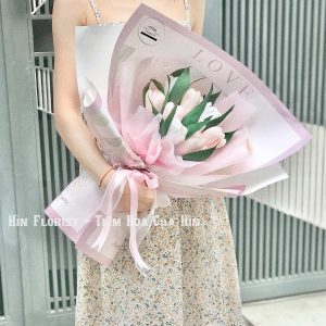 bó hoa tulip giấy handmade hồng