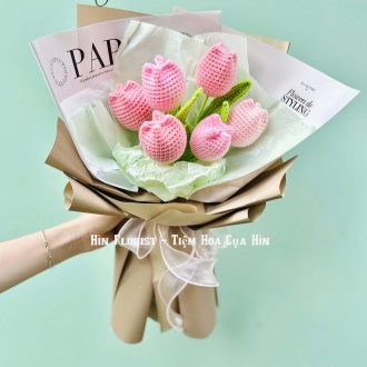 bó hoa tulip len hồng