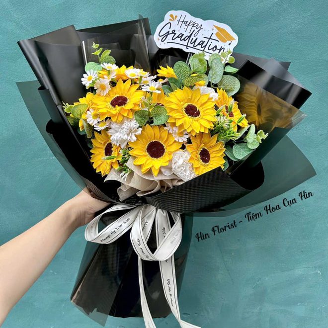 Bó hướng dương sáp mix cúc
