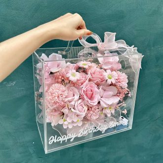 box hoa sáp full hồng phấn