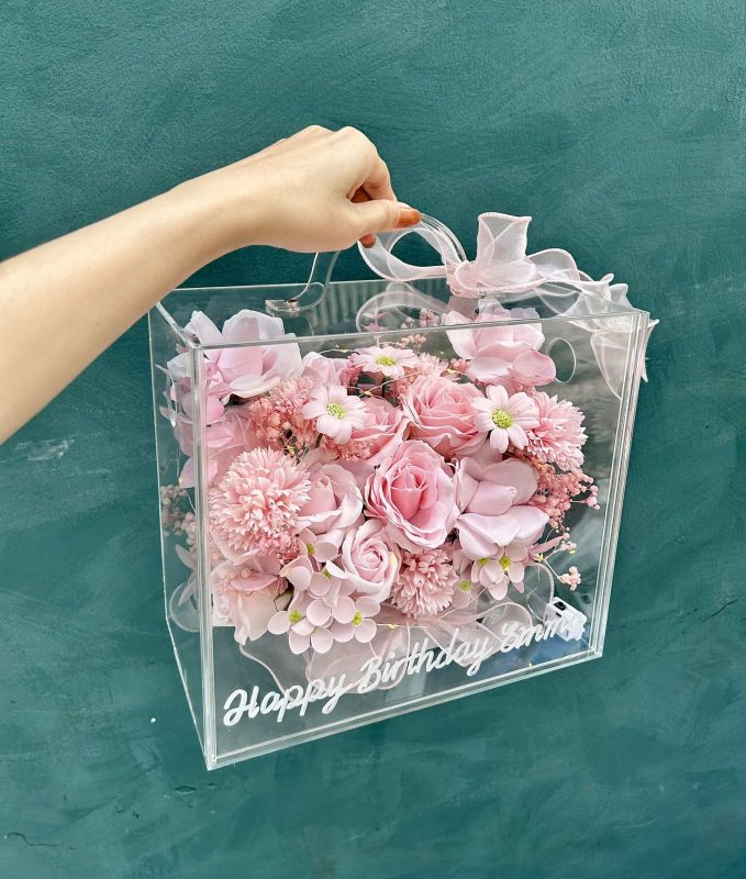 box hoa sáp full hồng phấn