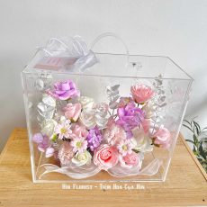 box vali hoa sáp màu tím hồng