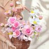 giỏ hoa sáp hồng mix lan