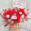 giỏ hoa sáp mix đỏ hồng