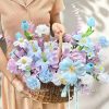 giỏ hoa sáp tím xanh pastel