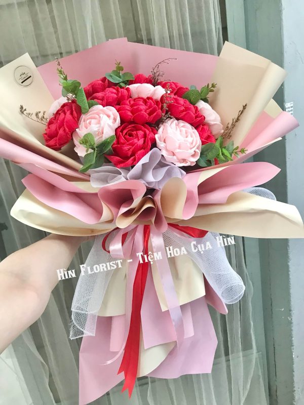 hoa giấy handmade bó 14 bông