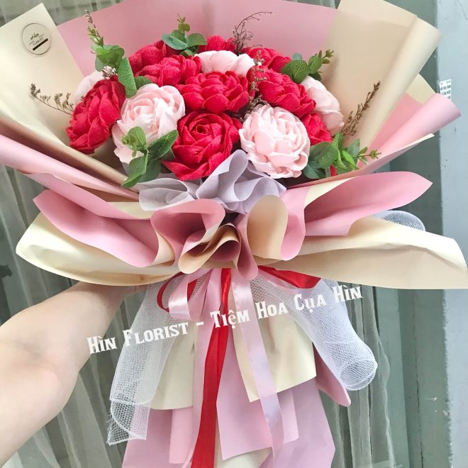 hoa giấy handmade bó 14 bông