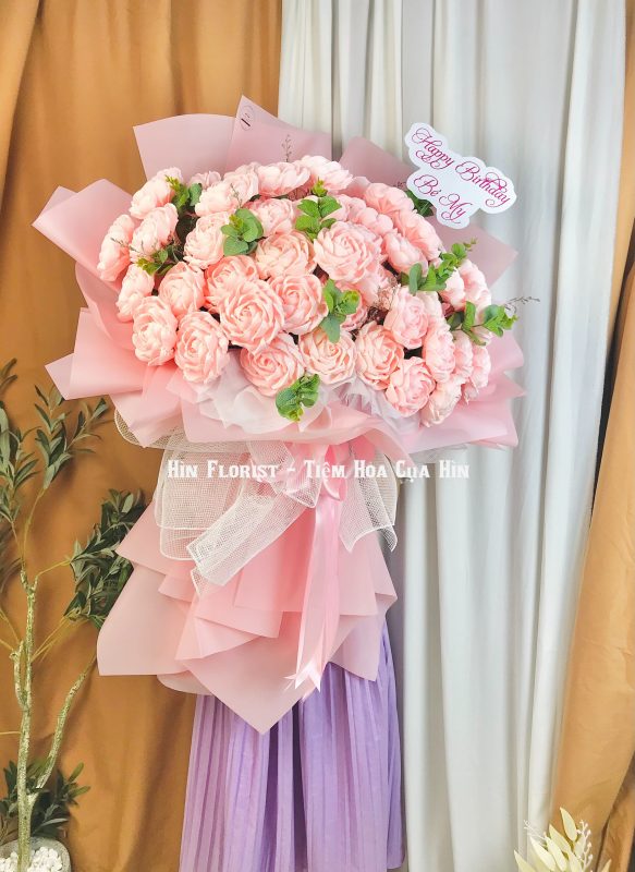 hoa giấy handmade hồng phấn