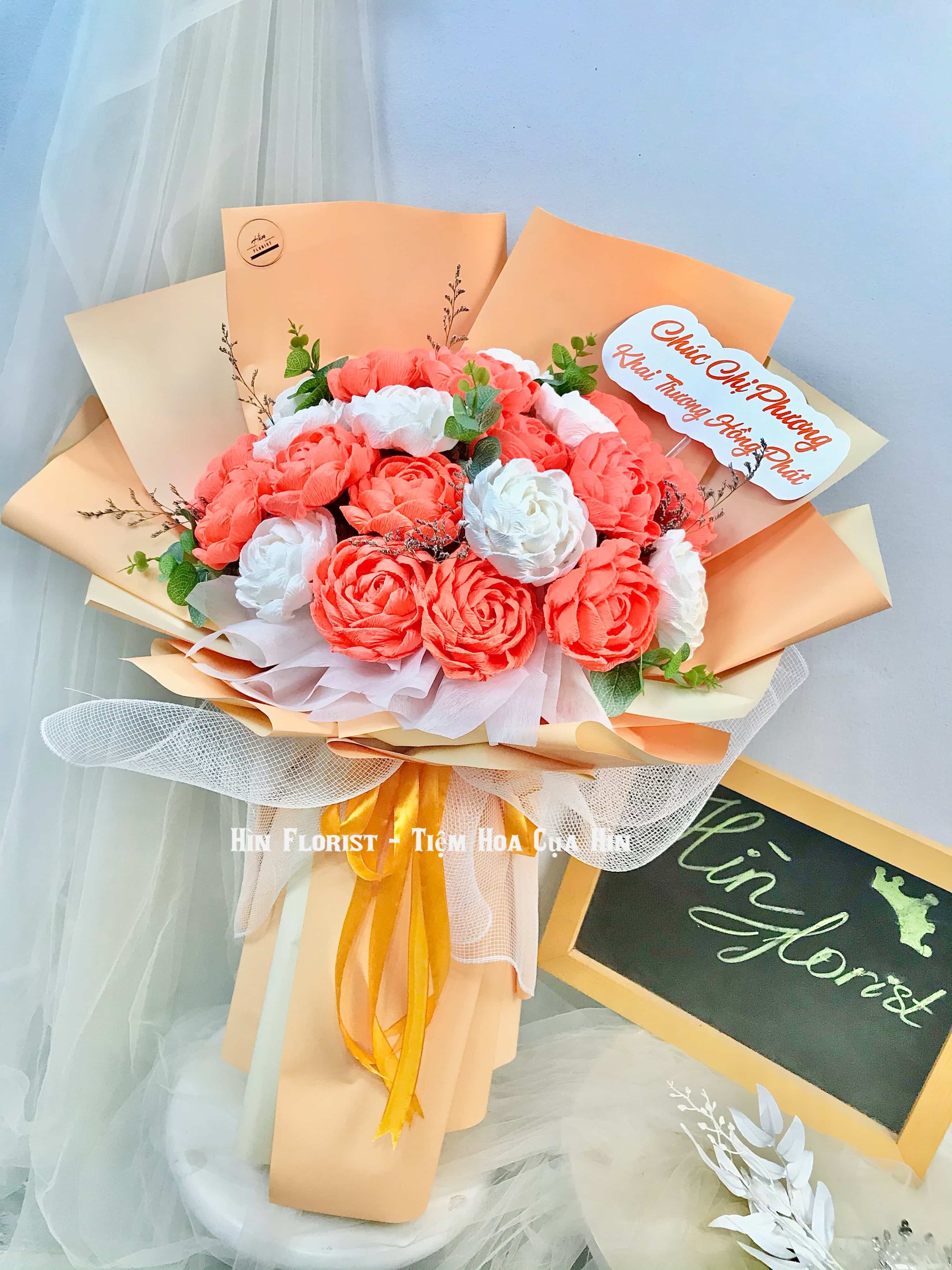 hoa giấy handmade màu cam hoa giấy handmade màu cam