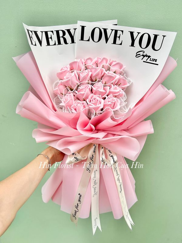 hoa sáp hồng bó 18 bông