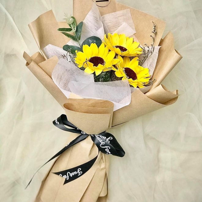 Hướng dương sáp bó 3 bông