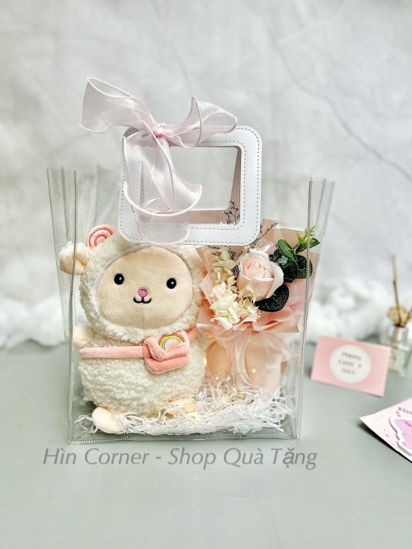 set quà hoa sáp cừu bông hồng