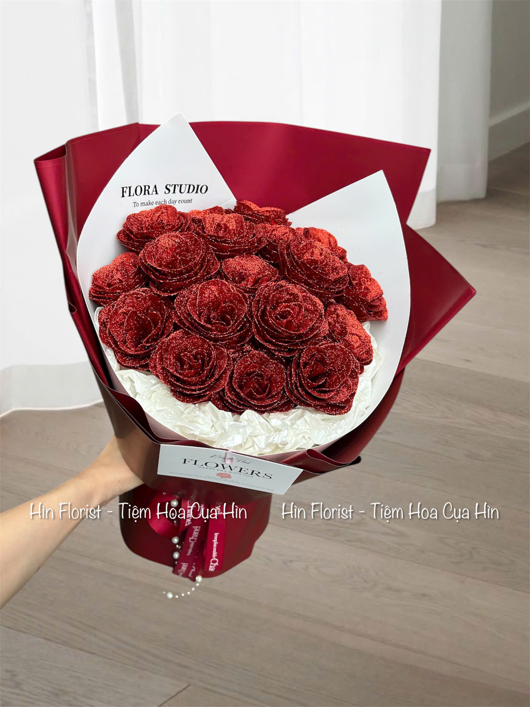 bó 18 hoa hồng nhũ đỏ bó 18 hoa hồng nhũ đỏ