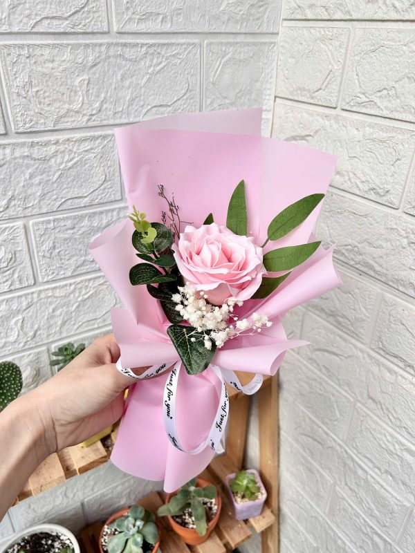 bó hoa hồng sáp mix baby