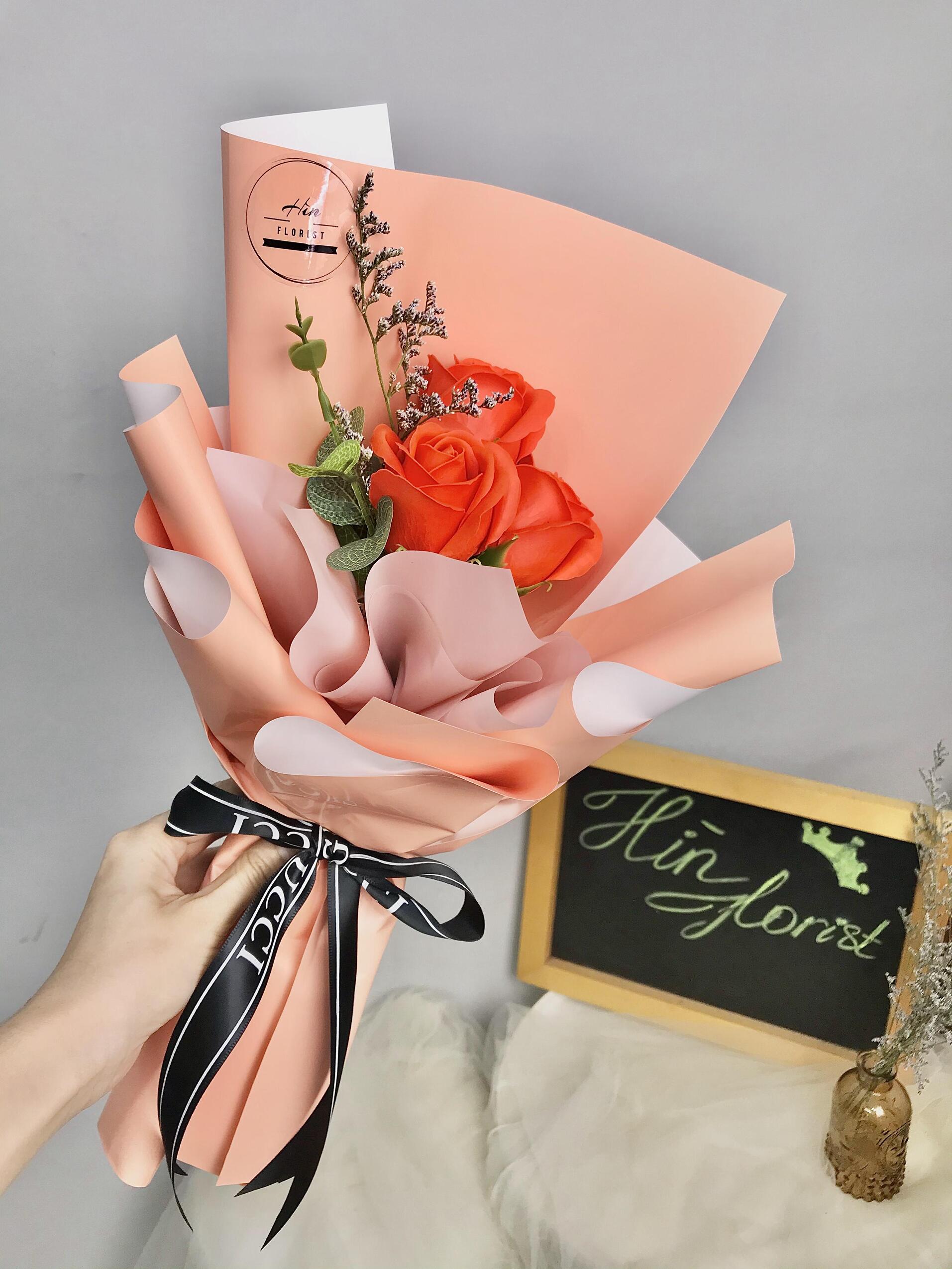 bó 3 hoa hồng sáp cam bó 3 hoa hồng sáp cam