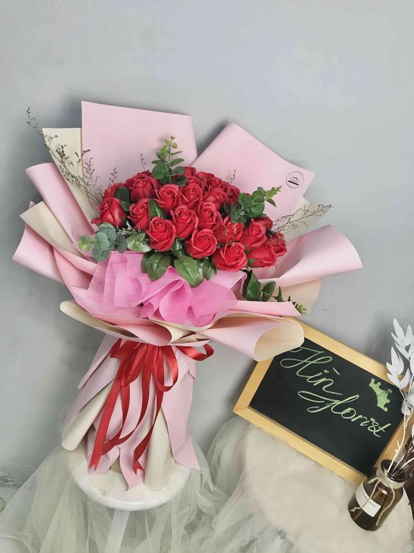 Bó hoa hồng sáp đỏ 30B