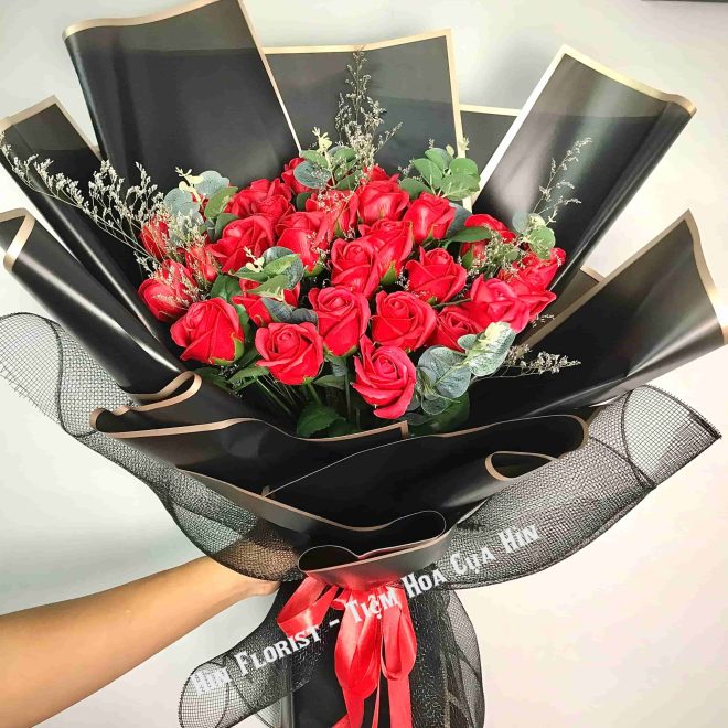 bó hoa sáp đỏ tươi 30 bông