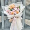 bó hoa sáp hồng gấu teddy