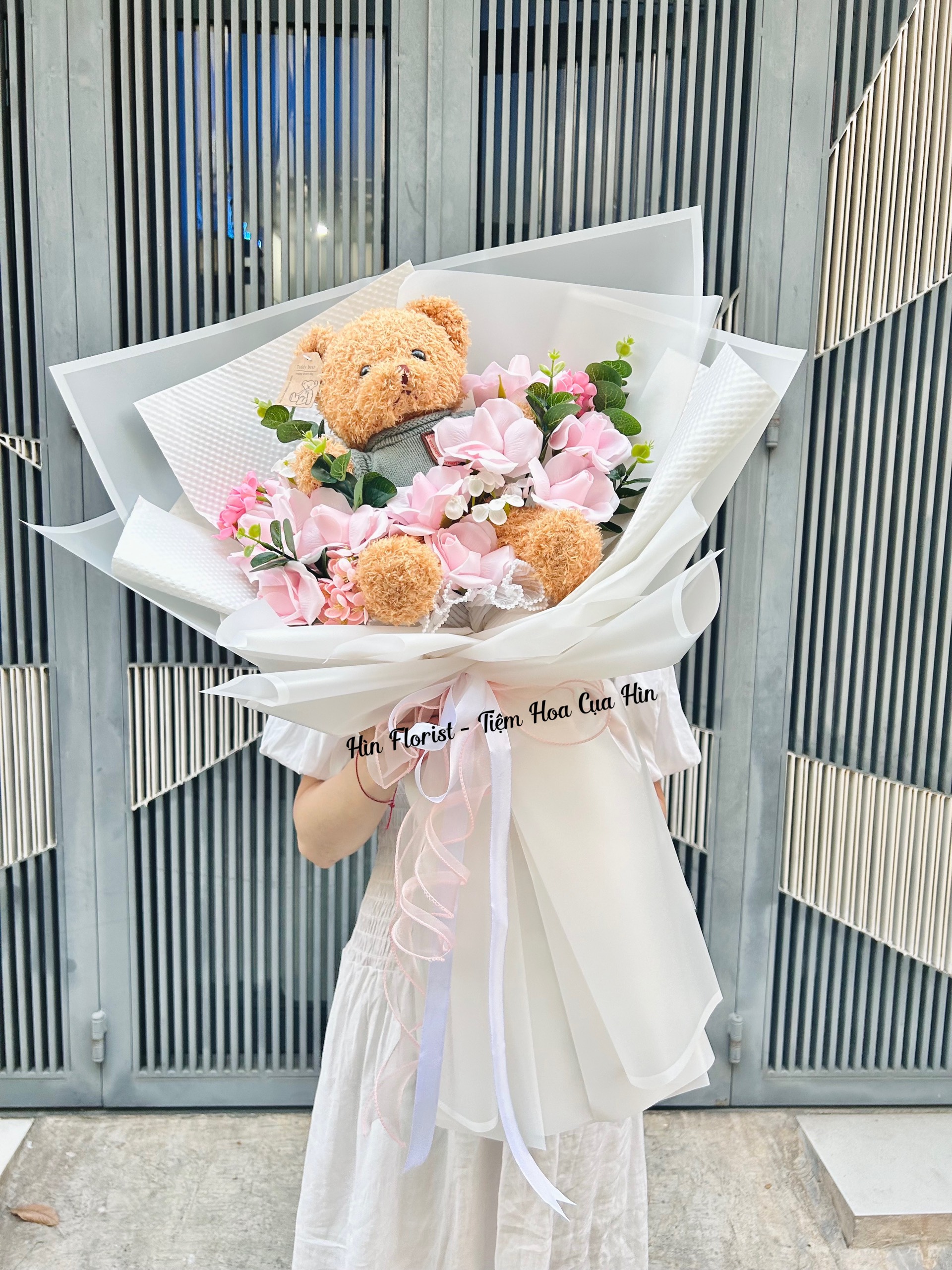 bó hoa sáp hồng gấu teddy bó hoa sáp hồng gấu teddy