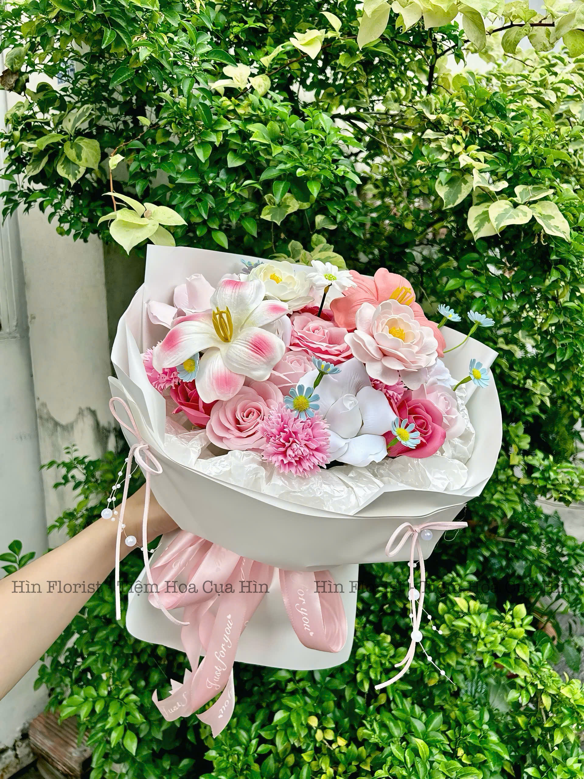 Bó hoa sáp mix tulip hồng Bó hoa sáp mix tulip hồng