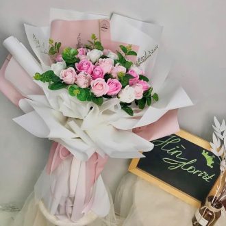 hoa sáp thơm hồng bó 30 bông