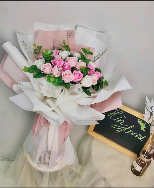 hoa sáp thơm hồng bó 30 bông
