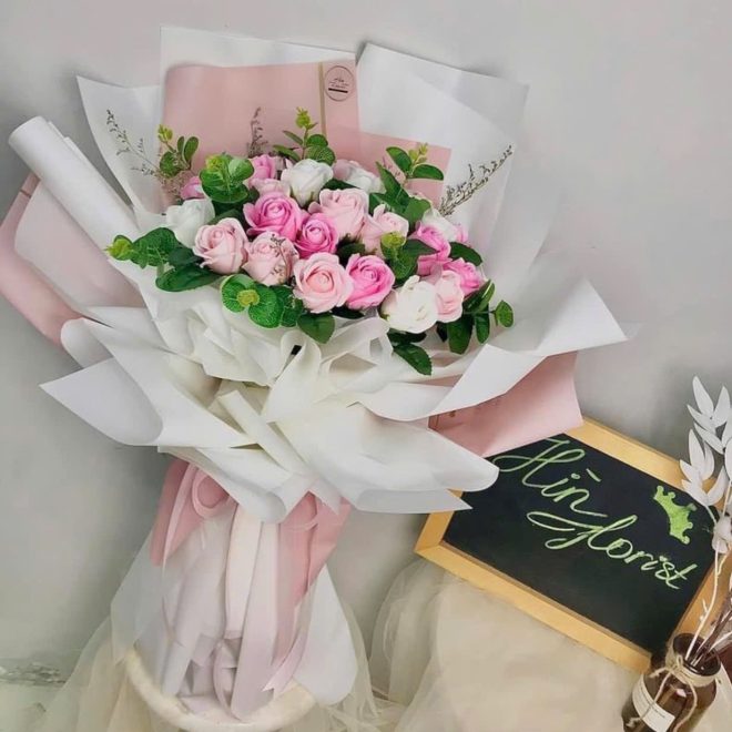 hoa sáp thơm hồng bó 30 bông